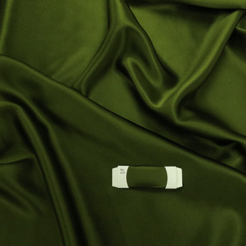 Olive Green Solid 54" Wide Silk Charmeuse Fabric 19mm - Rex Fabrics