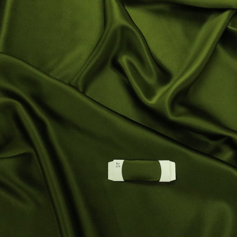 Olive Green Solid 54" Wide Silk Charmeuse Fabric 19mm - Rex Fabrics