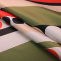 Orange Multicolored Striped on Printed Polyester Mikado Fabric - Rex Fabrics