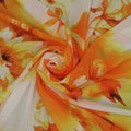 Orange and Yellow Floral Abstract Polyester Georgette Fabric - Rex Fabrics