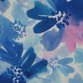 Blue and Pink Floral Abstract Polyester Georgette Fabric - Rex Fabrics