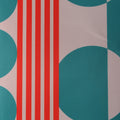 Grey Multicolored Striped on Printed Polyester Mikado Fabric - Rex Fabrics