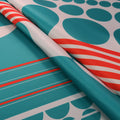 Grey Multicolored Striped on Printed Polyester Mikado Fabric - Rex Fabrics