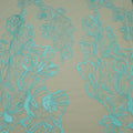 Aqua Green Floral Embroidered Tulle Fabric - Rex Fabrics