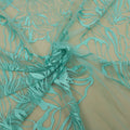 Aqua Green Floral Embroidered Tulle Fabric - Rex Fabrics