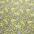 Yellow and Purple Paysleis with Grey Background Charmeuse Polyester Fabric - Rex Fabrics