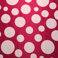 White Circles on Pink Printed Polyester Mikado Fabric - Rex Fabrics