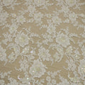 Off White Floral Embroidered Beaded Double-Scalloped Lace - Rex Fabrics