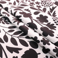 Black Abstract on White Printed Polyester Mikado Fabric - Rex Fabrics