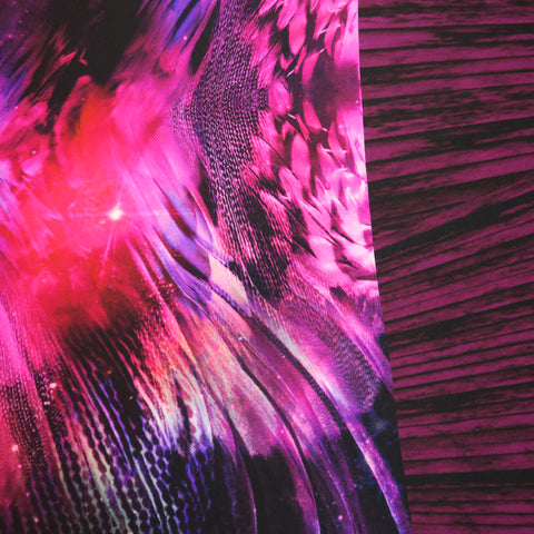 Space Purple and Black Printed Silk Charmeuse Fabric - Rex Fabrics