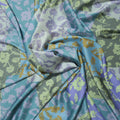 Aqua and Ivory Floral Charmeuse Polyester Fabric - Rex Fabrics