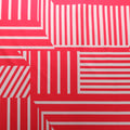 Red Striped on White Printed Polyester Mikado Fabric - Rex Fabrics