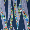 Navy Floral and Geometric Charmeuse Polyester Fabric - Rex Fabrics