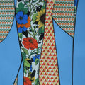 Light Blue Print with Floral and Geometric Crepe Polyester Fabric - Rex Fabrics