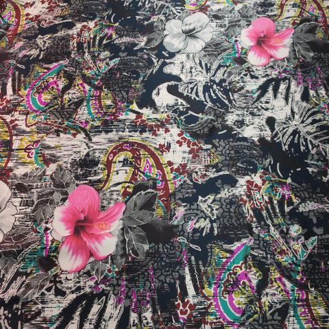 Multicolored Floral Printed Silk Charmeuse Fabric - Rex Fabrics