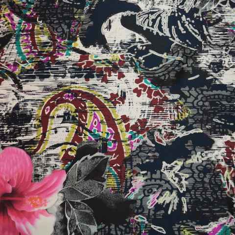 Multicolored Floral Printed Silk Charmeuse Fabric - Rex Fabrics