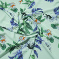 Light Green Background with Monkey and Leave Prints Polyester Fabric - Rex Fabrics