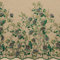 Green Tulle with Silver and Gold 3D High Relief Embroidery Fabric - Rex Fabrics