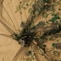 Green Tulle with Silver and Gold 3D High Relief Embroidery Fabric - Rex Fabrics