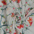 Pink Flowers on White Background Charmeuse Polyester Fabric - Rex Fabrics
