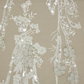 White and Silver Abstract Flowers Embroidered Tulle Fabric - Rex Fabrics