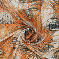 Orange Abstract on White Background Charmeuse Polyester Fabric - Rex Fabrics