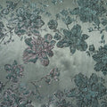 Silver Metallic Background with Light Grey Floral Textured Brocade Fabric - Rex Fabrics
