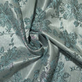 Silver Metallic Background with Light Grey Floral Textured Brocade Fabric - Rex Fabrics