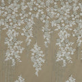 Off White and Silver Abstract Flowers Embroidered Tulle Fabric - Rex Fabrics