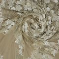 Off White and Silver Abstract Flowers Embroidered Tulle Fabric - Rex Fabrics