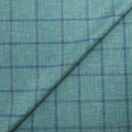 Green with Blue Windowpane Wool Dorsilk Dormeuil Fabric - Rex Fabrics