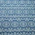 Medium Blue with White Floral Embroidery Cotton Denim Fabric - Rex Fabrics