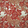 Dusty Background with Rust Floral Textured Brocade Fabric - Rex Fabrics