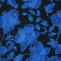 Royal Blue Flowers on Black Embroidered Tulle Fabric - Rex Fabrics