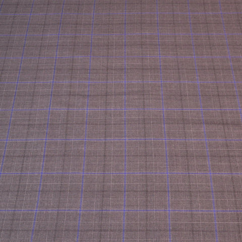 Medium Gray with Blue Windowpane Glen Wool Amadeus 365 Dormeuil Fabric - Rex Fabrics