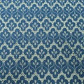 Medium Blue with White Floral Embroidery Cotton Denim Fabric - Rex Fabrics