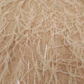 Ivory Floral Bugle Beads and Feathers Embroidered Tulle Fabric - Rex Fabrics