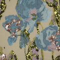 Blue, Purple and Green Abstract Flowers Embroidered Tulle Fabric - Rex Fabrics