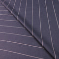 Blue and White Chalk Striped Loro Piana Wool Silk and Linen Fabric - Rex Fabrics