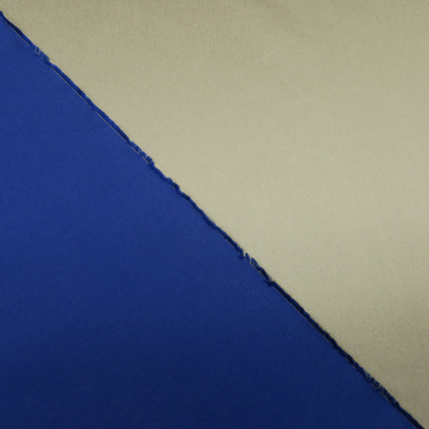 Cream and Blue Double-Sided Solid Silk Mikado Fabric - Rex Fabrics