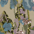 Blue, Purple and Green Abstract Flowers Embroidered Tulle Fabric - Rex Fabrics