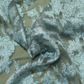 Silver Background with Light Grey Metallic Textured Embroidered Organza Fabric - Rex Fabrics