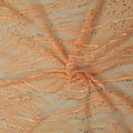 Orange Embroidery with Small Crystals Abstract Embroidered Tulle Fabric - Rex Fabrics