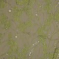 Citron Green Abstract Flowers Embroidered Tulle Fabric - Rex Fabrics