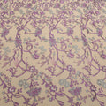 Light Gray Tulle with Purple Embroidery Tulle Fabric - Rex Fabrics