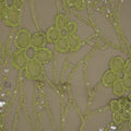 Citron Green Abstract Flowers Embroidered Tulle Fabric - Rex Fabrics
