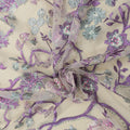Light Gray Tulle with Purple Embroidery Tulle Fabric - Rex Fabrics