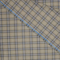 Beige and Blue Windowpane Diamond Emerald Super 130's Wool Ariston Fabric - Rex Fabrics