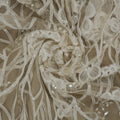 White and Silver Abstract Flowers Embroidered Tulle Fabric - Rex Fabrics