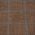 Brown and Blue Windowpane Loro Piana Fabric - Rex Fabrics